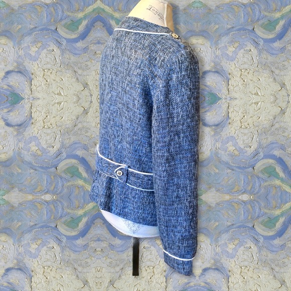 Cache Wool Blend Blue Tweed Four Pocket Jacket 14 - Picture 8 of 16